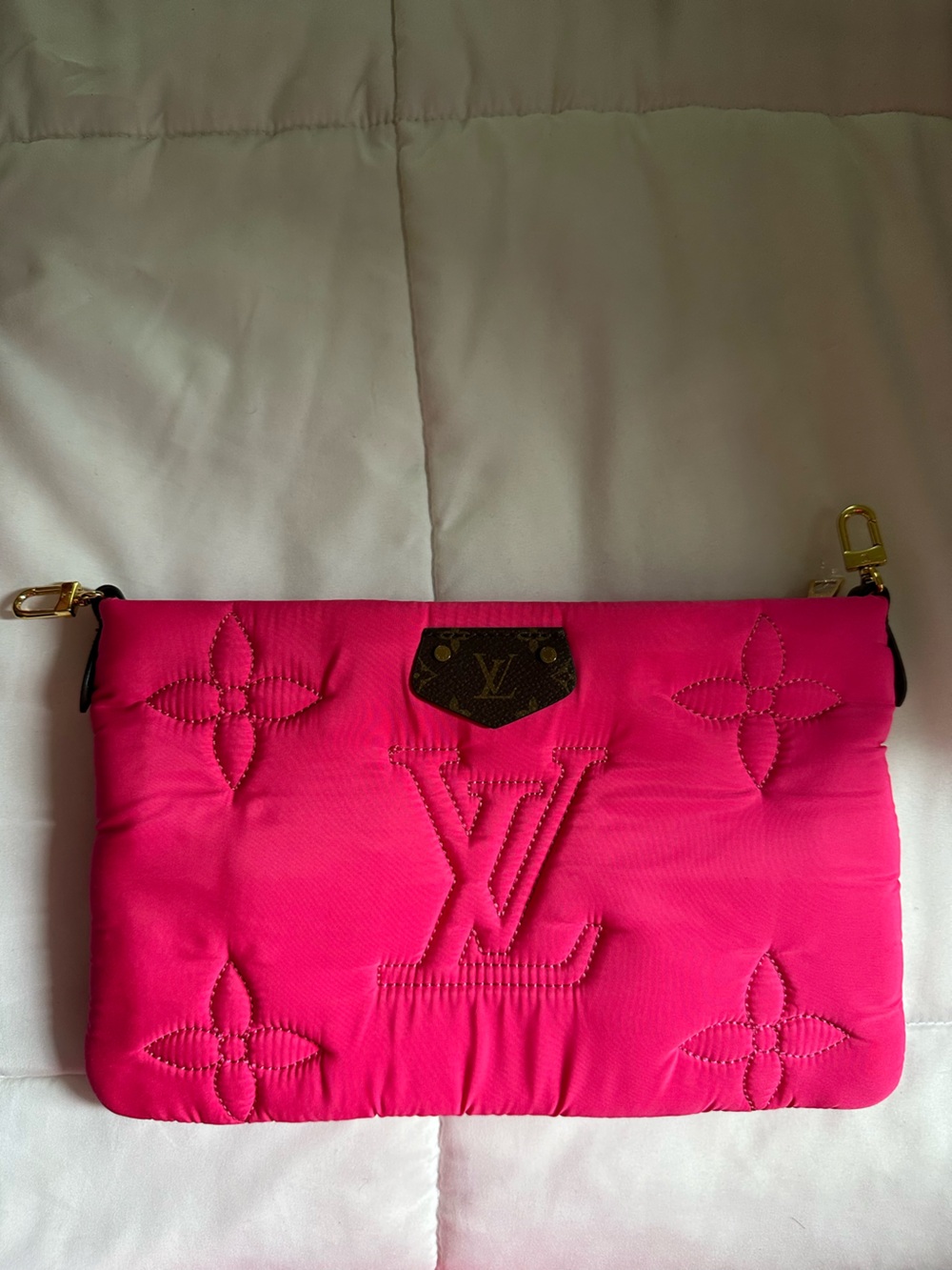 Hot pink nylon zip pouch